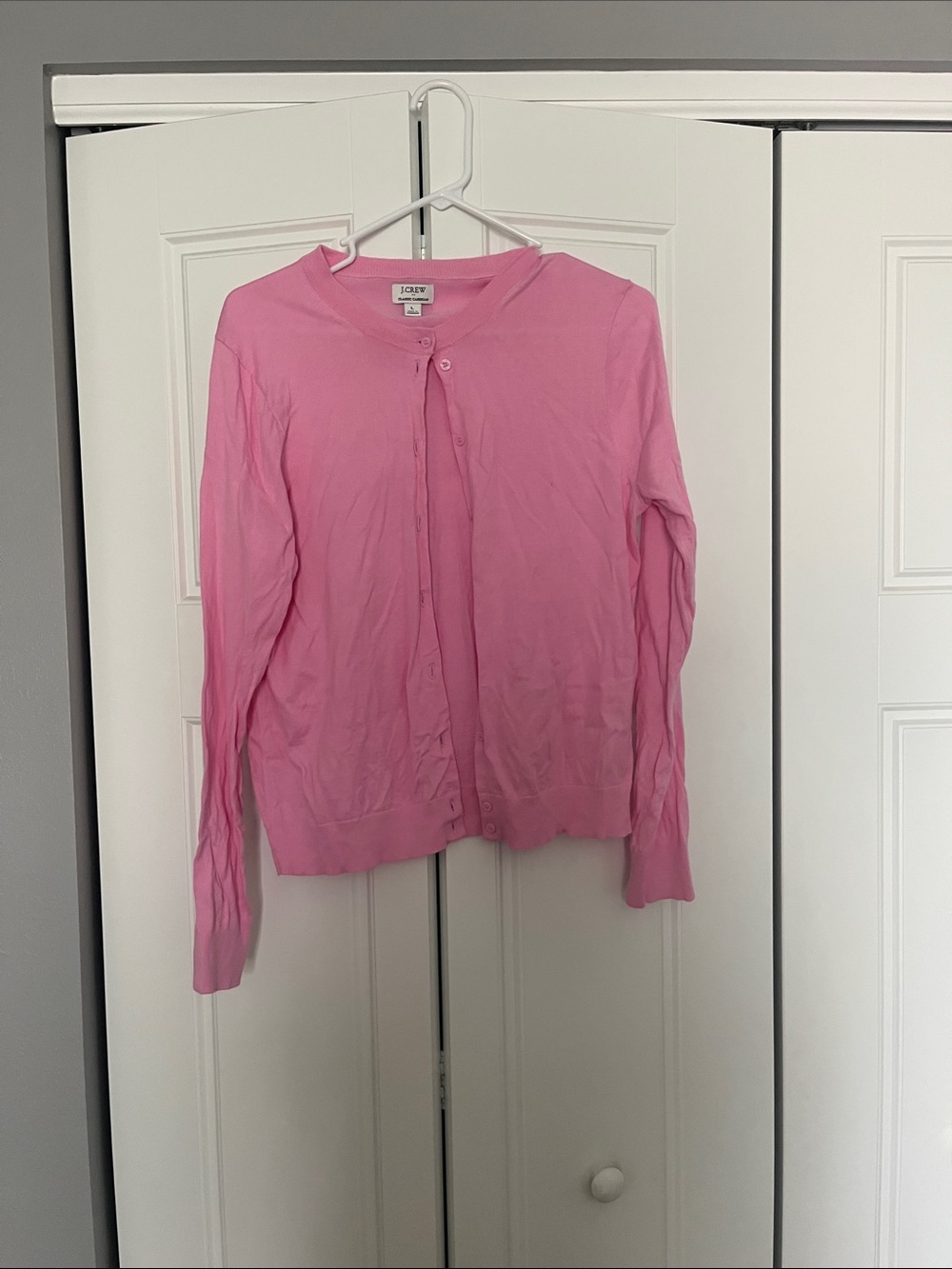 J. Crew Soft Pink Button-Up Crewneck Cardigan